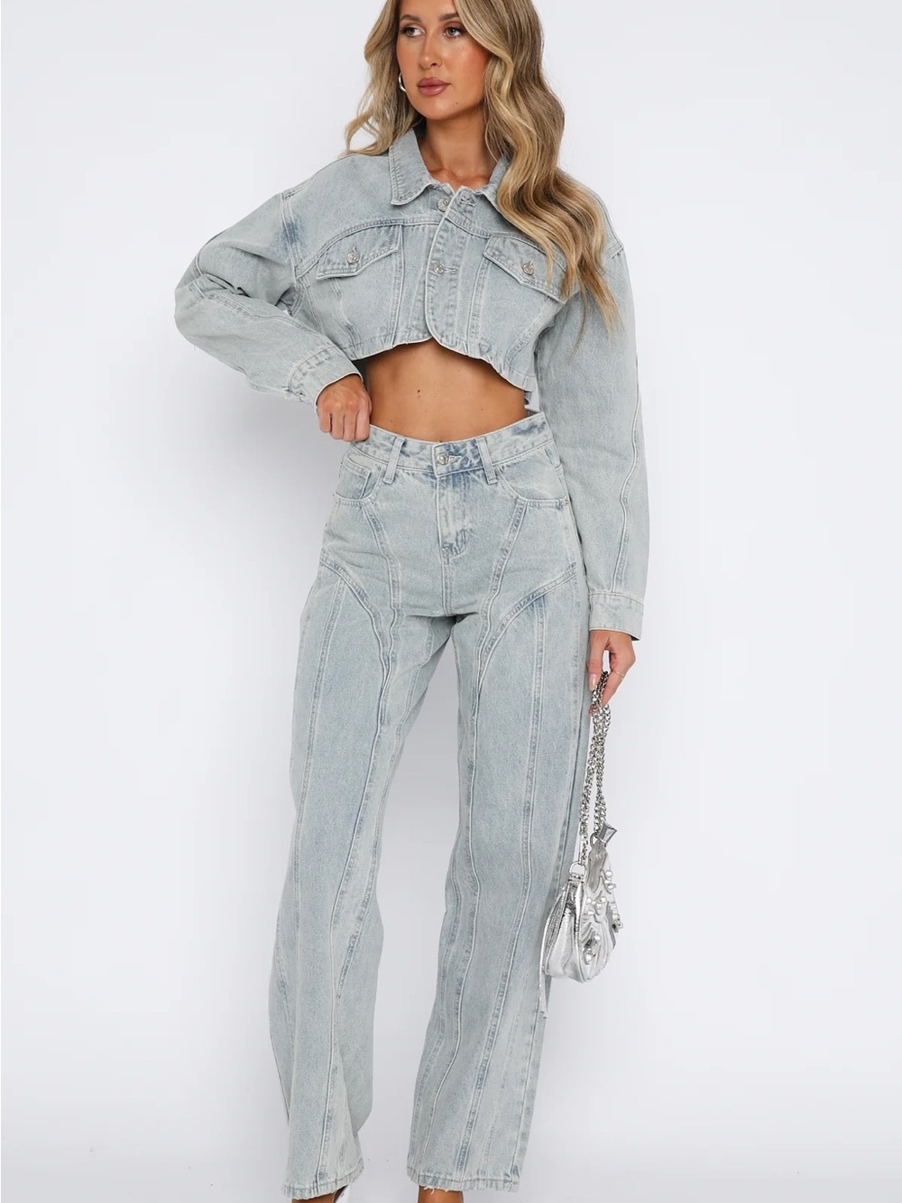 White Fox Boutique‎ Did You Miss Me Mid Rise Straight Leg Jeans XXS 100% Cotton